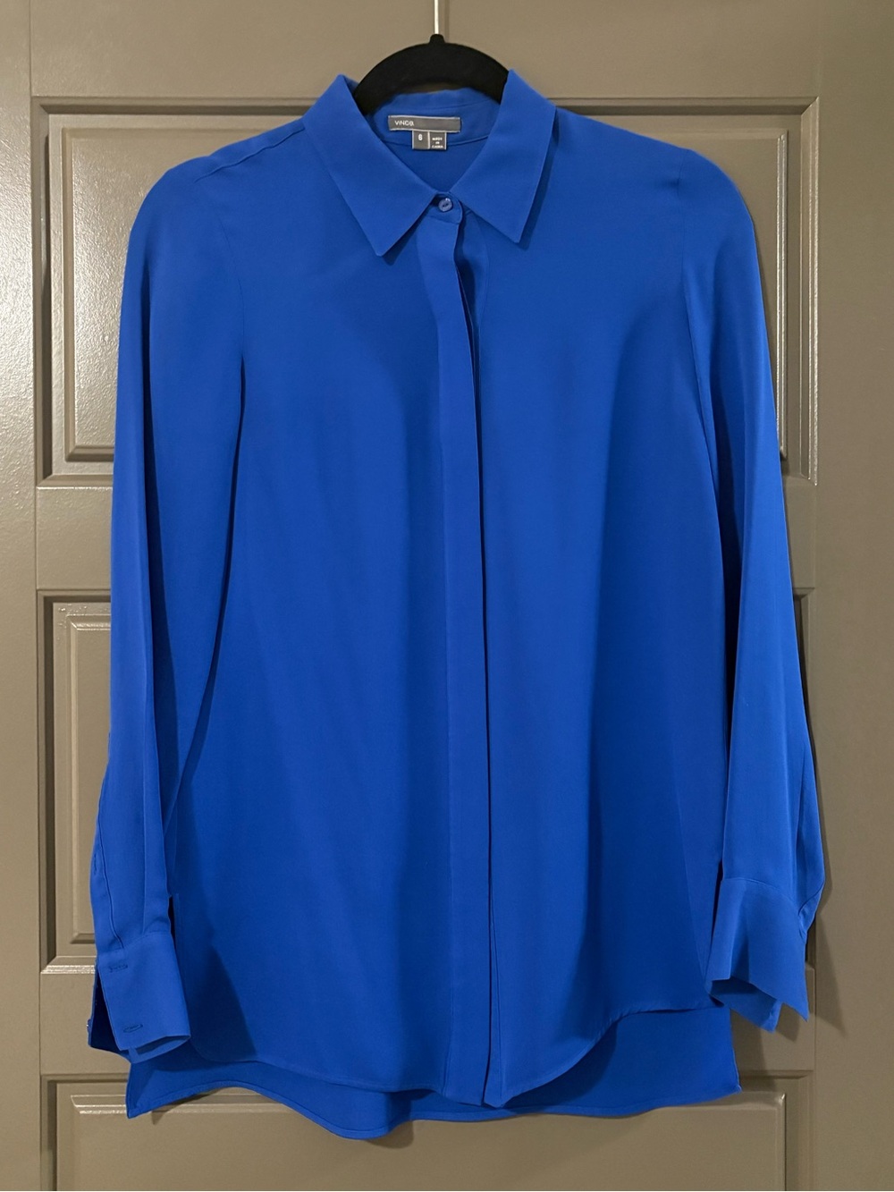 NWOT Vince Cobalt Blue Silk Button-Down Shirt